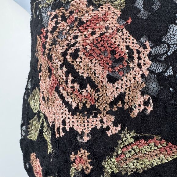 Free People Black Whimsygoth Embroidered Babydoll Dress High Low Hem Size Small - Picture 10 of 16